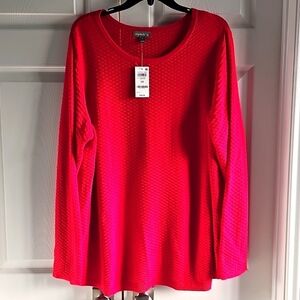 New Style & Co. Scoop Neck Ribbed Long Sleeved Sweater 3X Red Cozy Casual